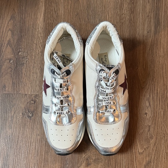 Vintage Havana Cream and Silver Sneakers with Burgundy Star - Picture 6 of 9